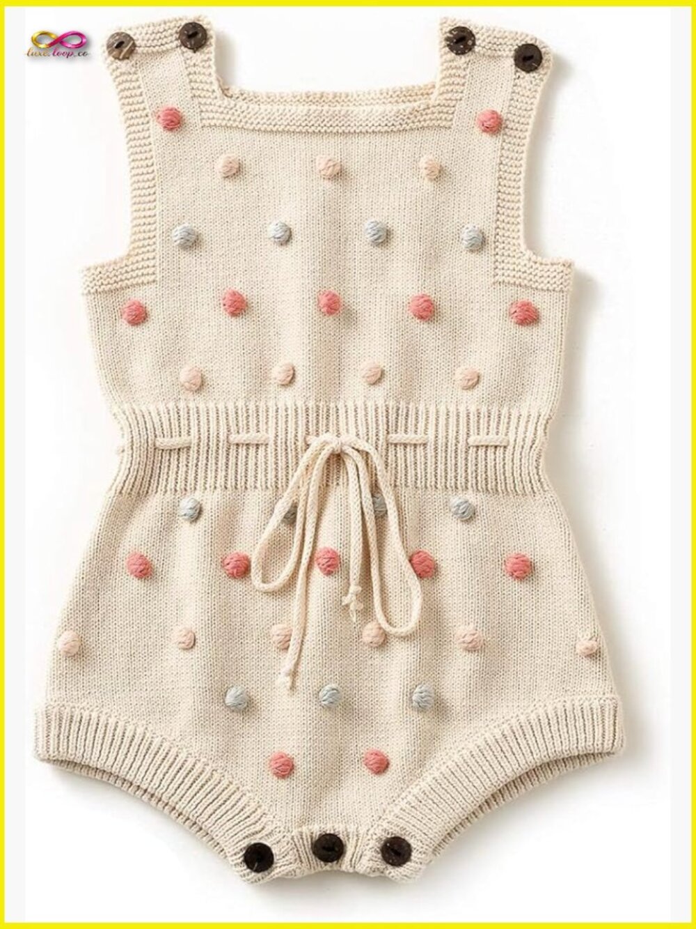 Baby Girl Knit Romper Sleeveless Pompoms Jumpsuit Outfit